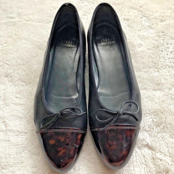 stuart weitzman capture leather ballet flats